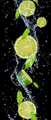Fabric roller blind Lime falling in water