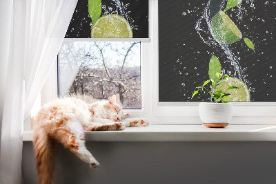Fabric roller blind Lime falling in water