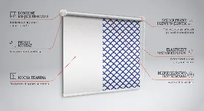 Modern roller blind in blue scales