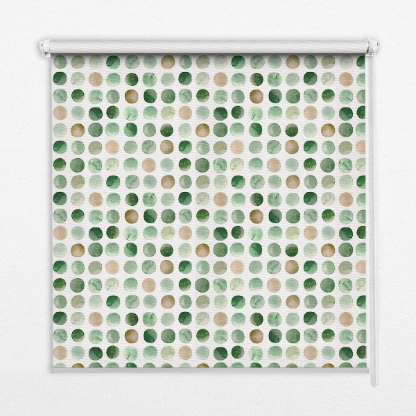 Fabric roller blind Green circles