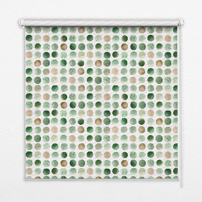 Fabric roller blind Green circles