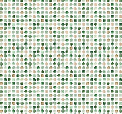 Fabric roller blind with green circles pattern