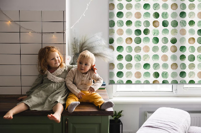 Fabric roller blind Green circles