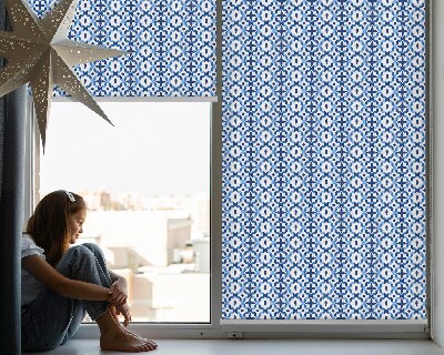 Modern roller blind in blue shapes pattern