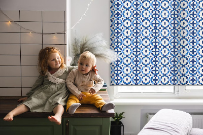 Modern roller blind in blue shapes pattern