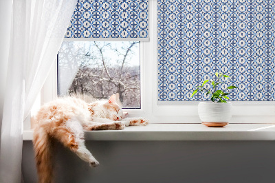Modern roller blind in blue shapes pattern