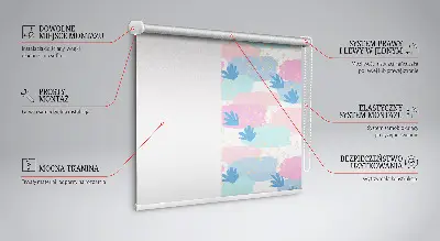 Roller blind for large window with traces on a colored background