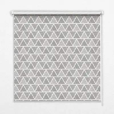 Roller blind for large window striped triangles pattern