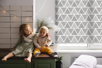 Roller blind for large window Striped triangles