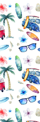 Roller blind for large window Hawaii cars and palm trees