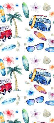 Roller blind for large window Hawaii cars and palm trees