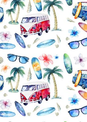 Roller blind for large window Hawaii cars and palm trees