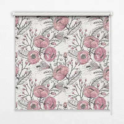 Fabric roller blind with flower buds from the tree print