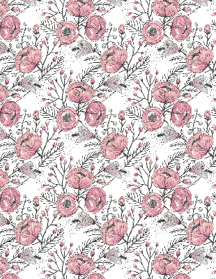 Fabric roller blind with flower buds from the tree print