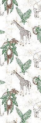 Fabric roller blind Giraffes, elephants and leaves