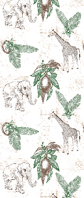 Fabric roller blind Giraffes, elephants and leaves