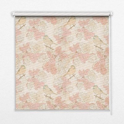 Modern roller blind Birds among the flowers