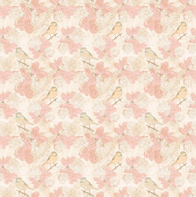 Modern roller blind birds among the flowers pattern