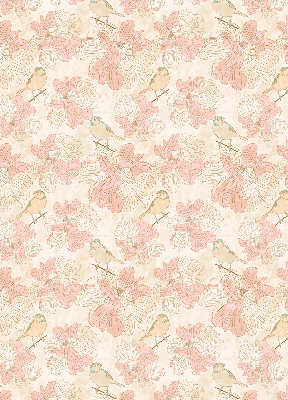 Modern roller blind Birds among the flowers