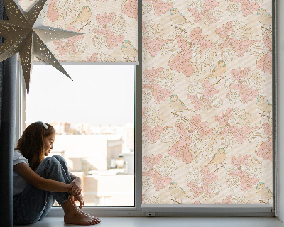 Modern roller blind birds among the flowers pattern