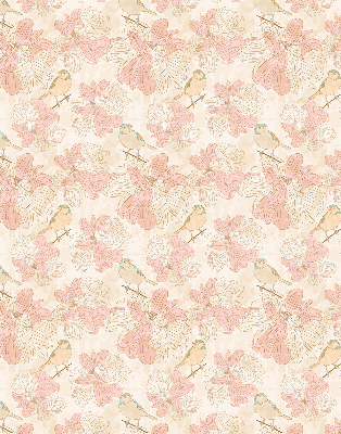 Modern roller blind birds among the flowers pattern