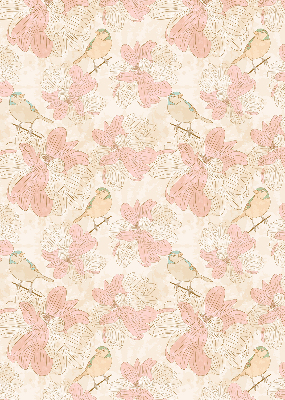 Modern roller blind Birds among the flowers
