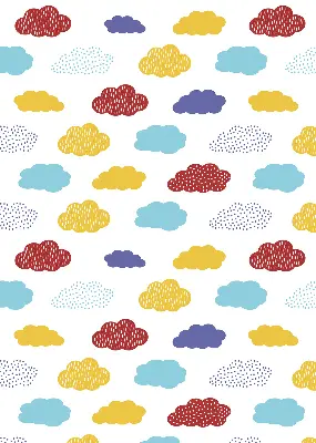 Fabric roller blind colorful clouds pattern