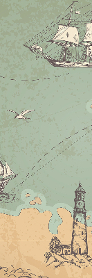 Modern roller blind Ocean map