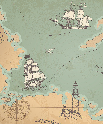 Modern roller blind Ocean map
