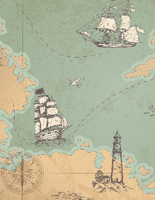 Modern roller blind Ocean map