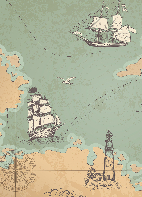 Modern roller blind Ocean map