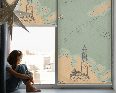 Modern roller blind Ocean map