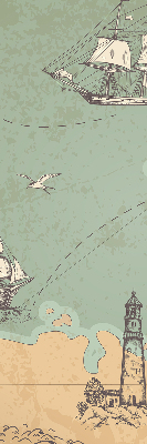 Modern roller blind Ocean map