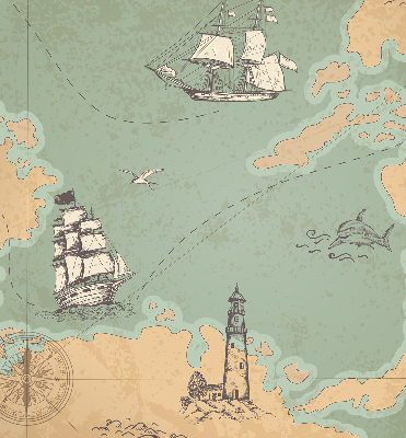 Modern roller blind Ocean map