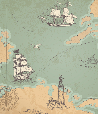 Modern roller blind Ocean map