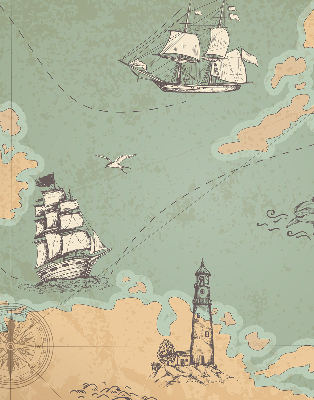 Modern roller blind Ocean map