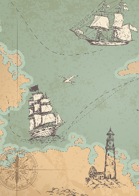 Modern roller blind Ocean map