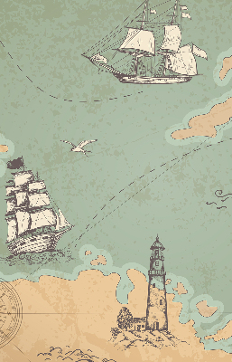 Modern roller blind Ocean map