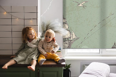 Modern roller blind Ocean map