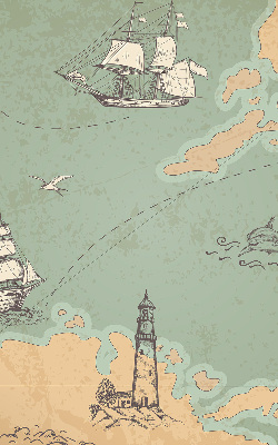 Modern roller blind Ocean map