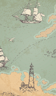 Modern roller blind Ocean map