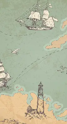 Modern roller blind with ocean map design
