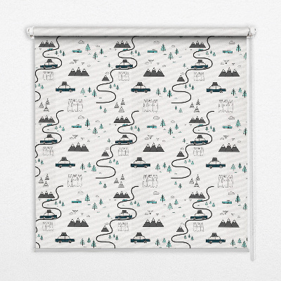 Fabric roller blind Forest and mountain path pattern
