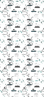 Fabric roller blind Forest and mountain path pattern