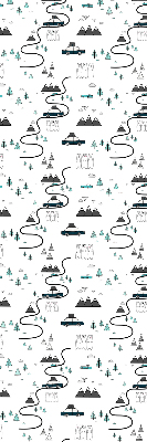 Fabric roller blind Forest and mountain path pattern