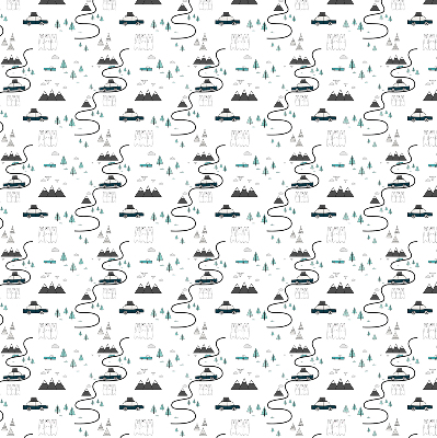 Fabric roller blind Forest and mountain path pattern