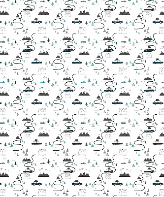 Fabric roller blind Forest and mountain path pattern