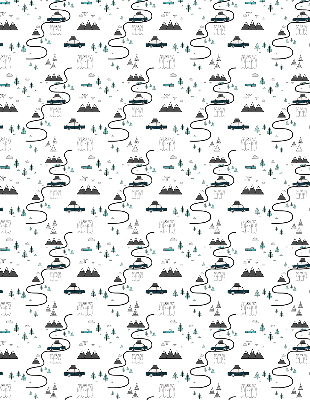 Fabric roller blind Forest and mountain path pattern