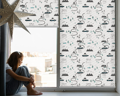 Fabric roller blind Forest and mountain path pattern