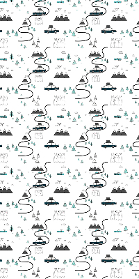 Fabric roller blind Forest and mountain path pattern